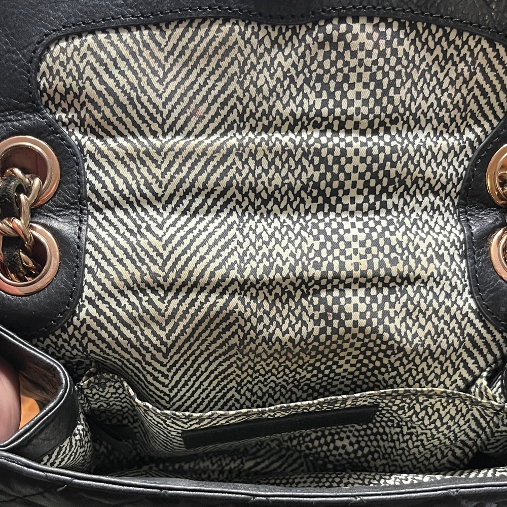 Rebecca Minkoff Black Quilted Shoulder Bag with Chain Detail - Picture 5 of 7